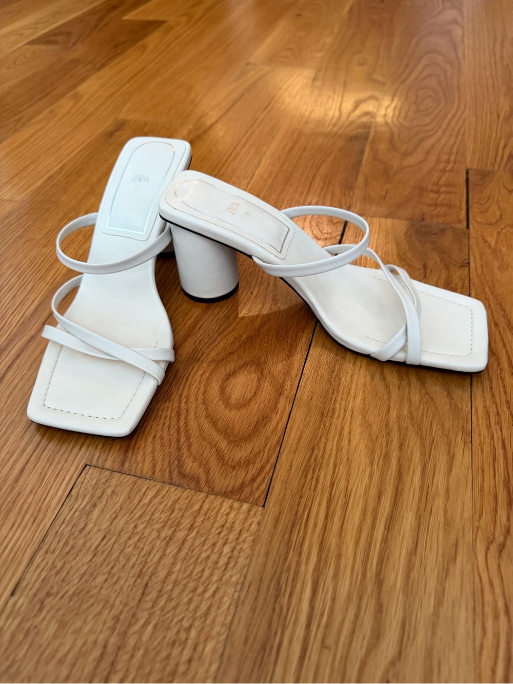 Square Toe Heeled Leather Sandals